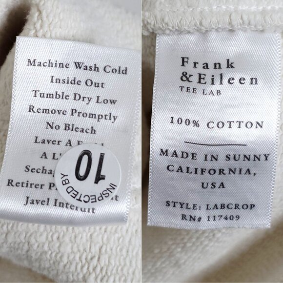 Frank & Eileen Mini Belfast Vintage White Cropped Sweatshirt Peacoat Size M - Picture 8 of 9